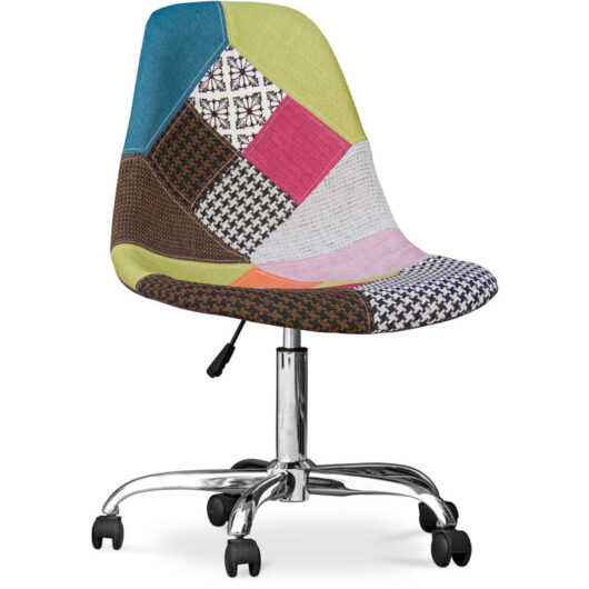 Office Chair with Wheels - Desk Chair - Upholstered in Patchwork - Simona