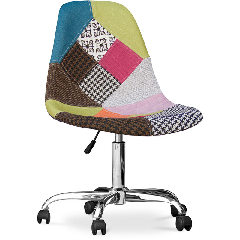 Office Chair with Wheels - Desk Chair - Upholstered in Patchwork - Simona