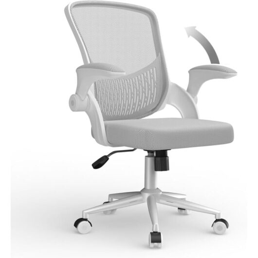 Office Desk Chair Ergonomic Chair with Flip-up Armrests Bigzzia Mid-Back Computer Chair with Lumbar Support - Mesh Chair for Home Office - Grey