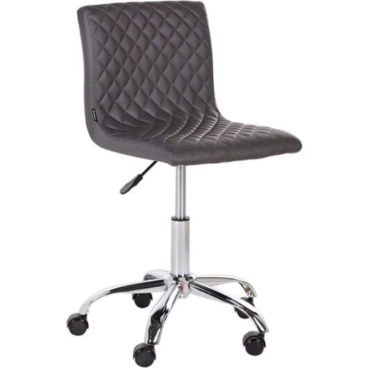 Office Desk Chair Upholstered pu Adjustable Height Dark Grey Orlando
