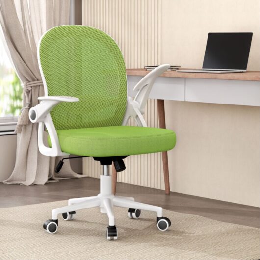 Office chair - bigzzia Desk Chair - Mid-Back Mesh Chair - with Flip-up Armrests - blue