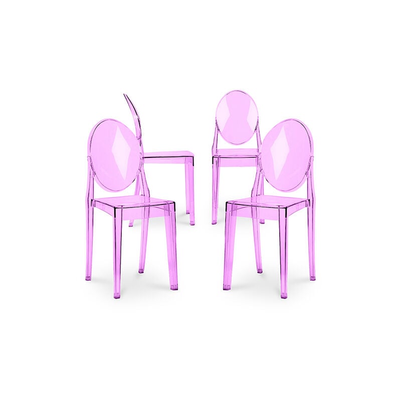 Pack of 4 Dining Chairs Transparent - Victoria Queen