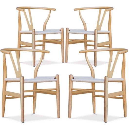 Pack of 4 Dining Chairs Wooden - Scandinavian Style - Wish