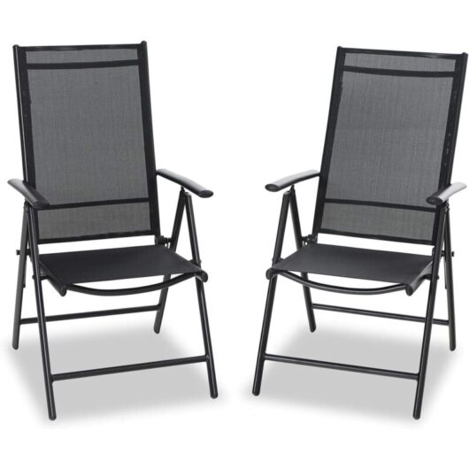 Phivilla - 2 Pack Garden Chairs Folding Reclining Dinning Chairs Patio Outdoor Dining Chairs Set of 2 Stackable Bistro Deck Chairs for Garden