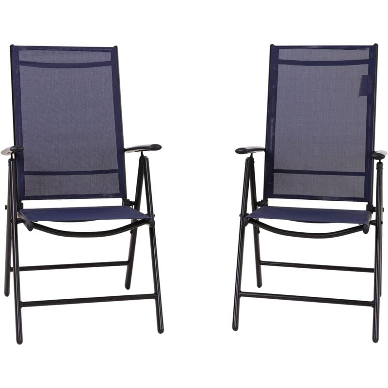 Phivilla - Garden Chairs Folding Reclining Dinning Chairs Foldable Garden Chairs with Aluminum frame,6X Adjustable with 7 Seating Positions Blue