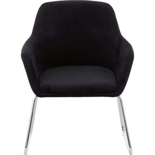 Premier Housewares - Accent Chair Chair for Bedroom Crushed Velvet Chair Black Upholstery Lounge Chair Arm Chairs Chromed Metal Legs Makeup Chair