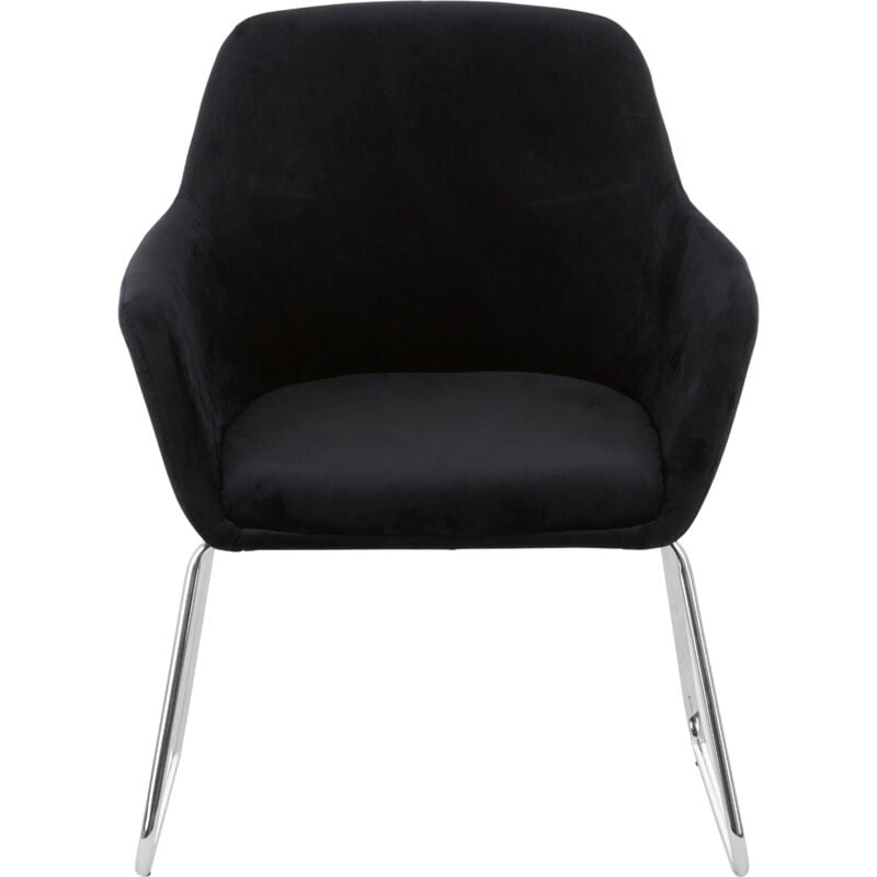 Premier Housewares - Accent Chair Chair for Bedroom Crushed Velvet Chair Black Upholstery Lounge Chair Arm Chairs Chromed Metal Legs Makeup Chair