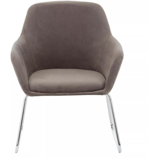 Premier Housewares Accent Chair Chair for Bedroom Crushed Velvet Chair Grey Upholstery Lounge Chair Arm Chairs Chromed Metal Legs Makeup Chair 67x64
