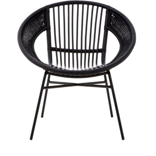 Premier Housewares Lagom Rattan / Iron Black Chair