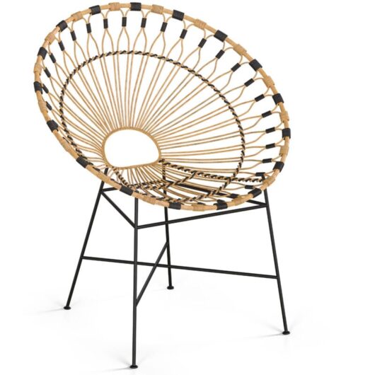 Privatefloor - Round Synthetic Rattan Outdoor Chair - Boho Bali Design - Elsa