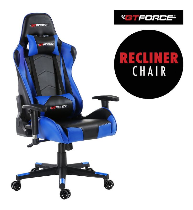 Pro fx leather racing sports office chair in black and blue - Gtforce