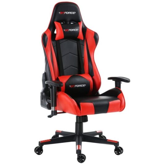 Pro fx leather racing sports office chair in black and red - Gtforce