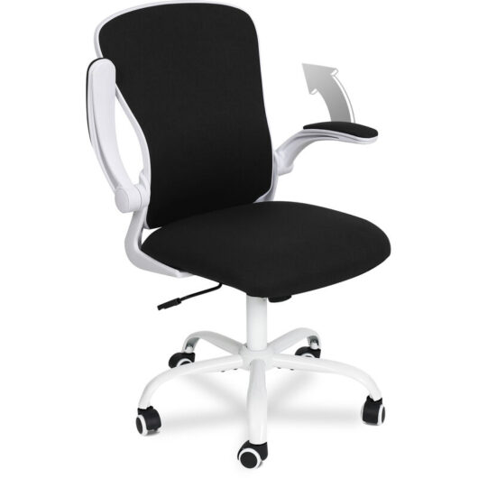 Puluomis - Office Chair, Ergonomic Desk Chair, Swivel Chair with Lumbar Support, Flip up Armrests, Black - Black