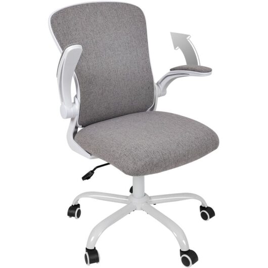 Puluomis - Office Chair, Ergonomic Desk Chair, Swivel Chair with Lumbar Support, Flip up Armrests, Dark Grey - Dark Grey