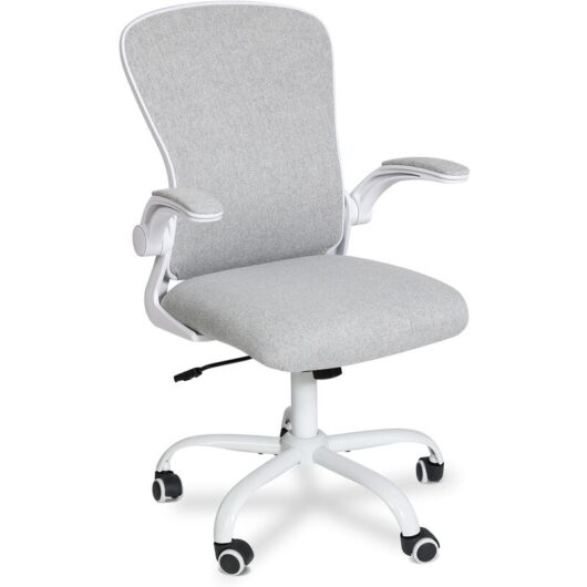 Puluomis - Office Chair, Ergonomic Desk Chair, Swivel Chair with Lumbar Support, Flip up Armrests, Grey - Light Grey