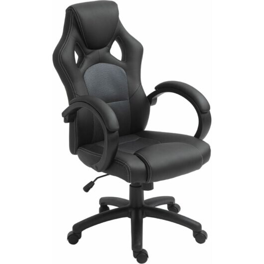 Racing Gaming Chair Swivel Home Office Gamer Chair with Wheels Grey - Vinsetto