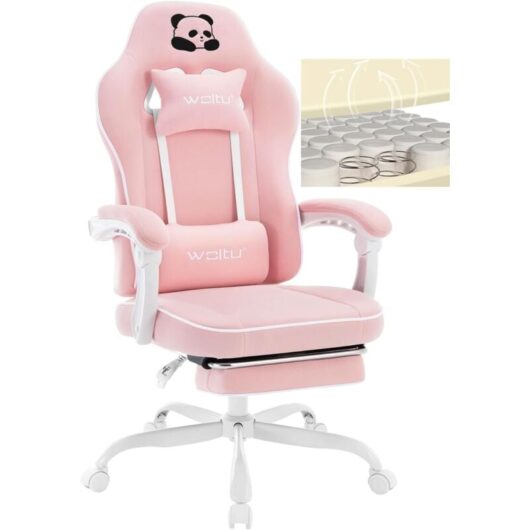 Racing Style Gaming Chair with Reclining Function Footrest Pink - Woltu