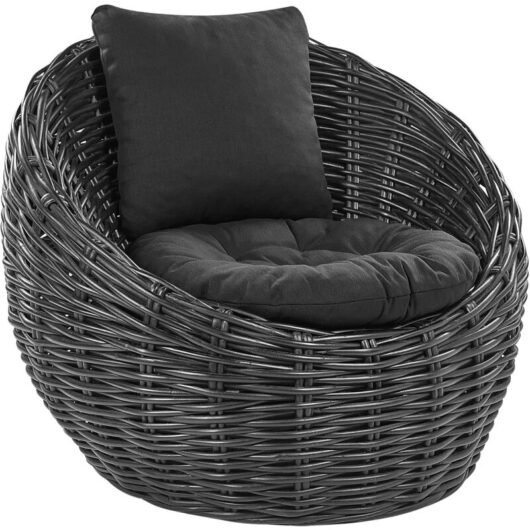 Rattan Wicker Chair Deep Seat with Cushion Furniture Black Lerici