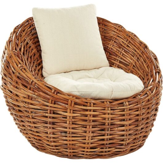 Rattan Wicker Chair Deep Seat with Cushion Furniture Natural Lerici