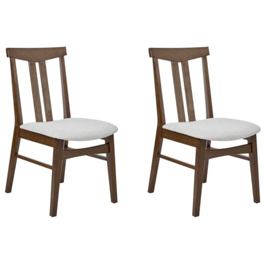 Retro Traditional Set of 2 Dining Chairs Armless Grey Fabric Seat Dark Solid Wood Frame Avalon