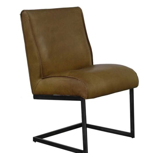 Rupert Vintage Olive Green Leather Dining Chair