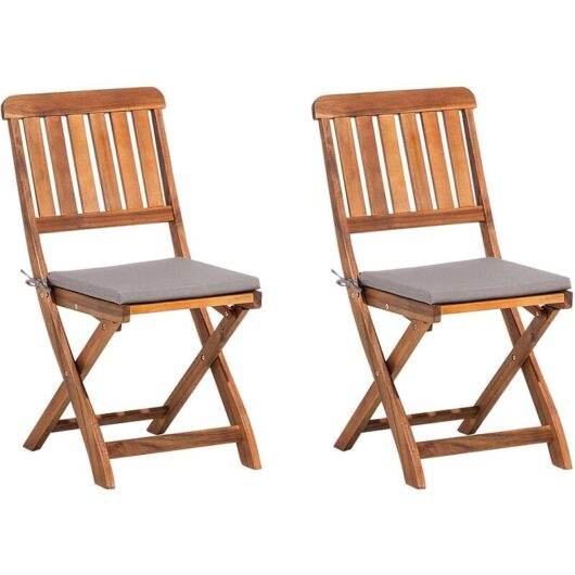 Rustic Outdoor Garden Patio Chair Set Wood Natural Grey Cushions Cento