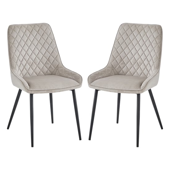 Sanford Mink Velvet Dining Chairs With Black Legs In Pair