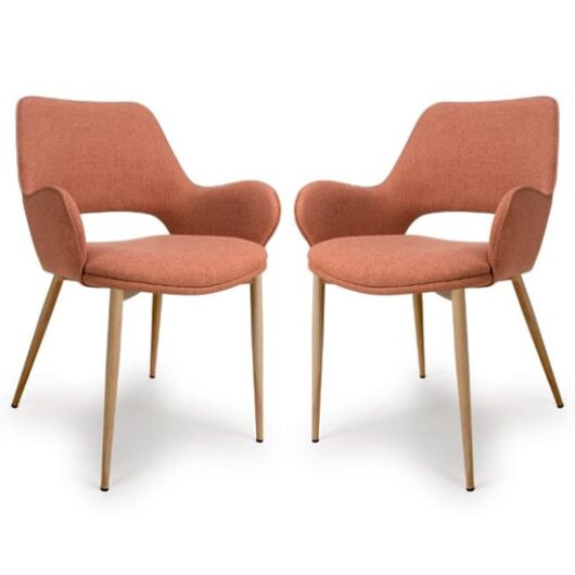Sanremo Brick Fabric Dining Chairs In Pair