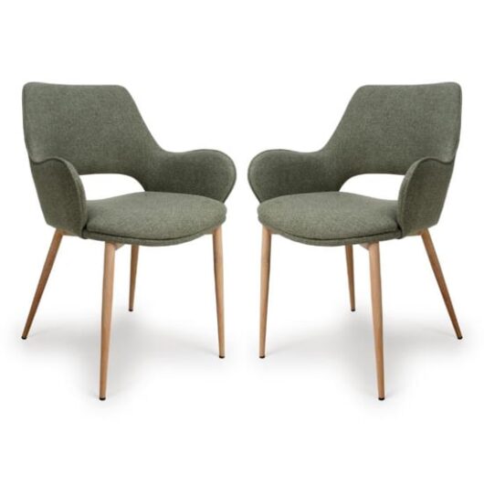 Sanremo Sage Fabric Dining Chairs In Pair