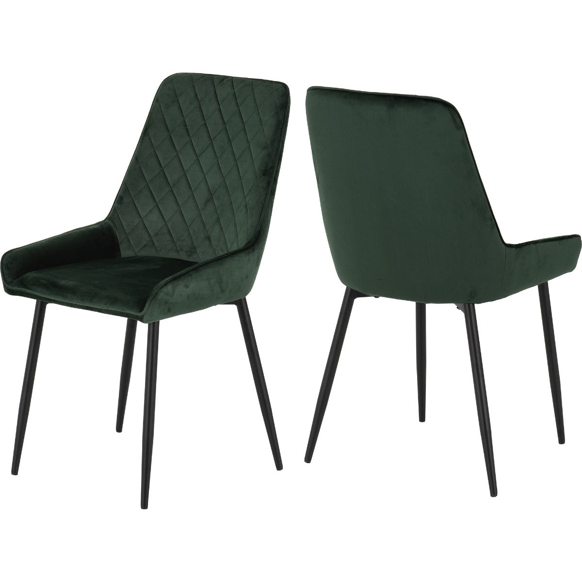 Seconique Avery Dining Chair Set of 2 in Emerald Green Velvet, none