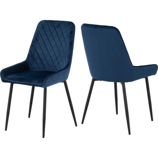 Seconique Avery Dining Chair Set of 2 in Sapphire Blue Velvet, none