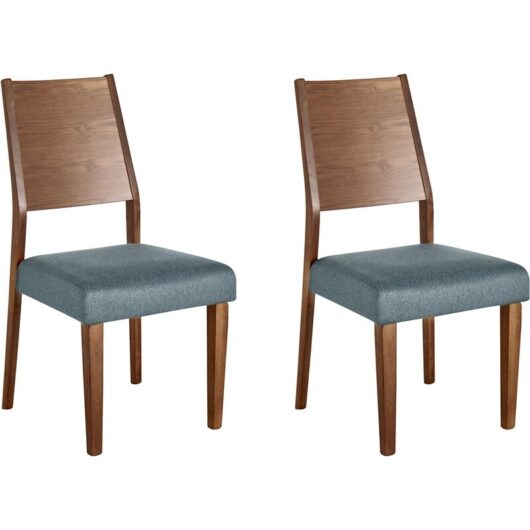 Set of 2 Accent Dining Chairs Padded Polyester Seat Rubberwood Dark Wood Elmira