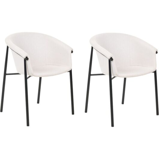 Set of 2 Chairs Fabric Upholstery Modern Design Dining Room Seating Beige Ames