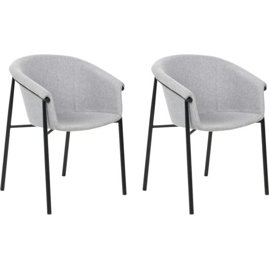 Set of 2 Chairs Fabric Upholstery Modern Design Dining Room Seating Grey Ames