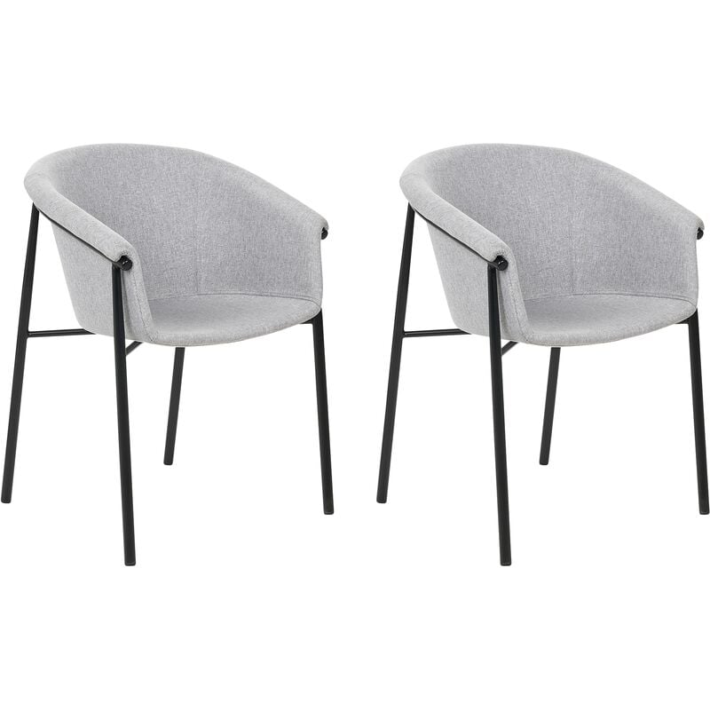 Set of 2 Chairs Fabric Upholstery Modern Design Dining Room Seating Grey Ames