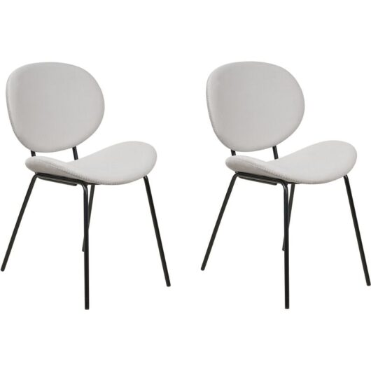 Set of 2 Chairs Velvet Iron Black Legs Armless Leg Caps Retro Design Dining Room Seating Light Grey Luana
