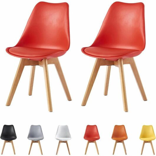 Set of 2 Dining Chairs Designer Side Chairs Wooden Home Office Commercial eva red