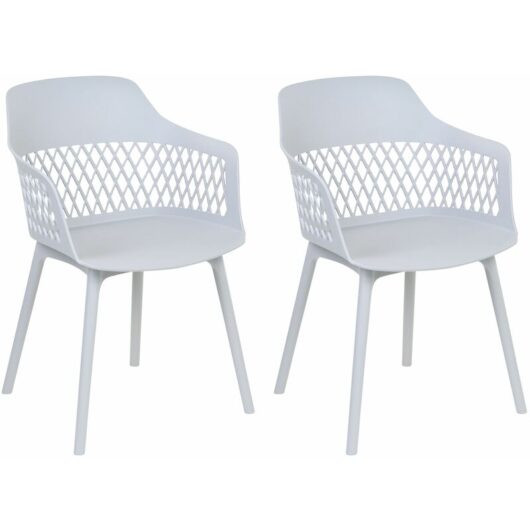 Set of 2 Dining Chairs Synthetic Material Legs Light Grey Almira