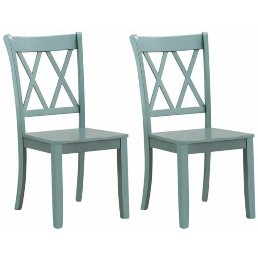 Set of 2 Dining Chairs Wooden Kitchen Side Chair Armless Chairs W/Ergonomic Back