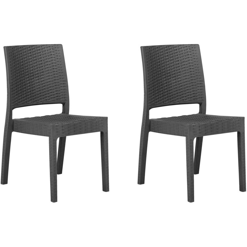 Set of 2 Garden Dining Chairs Outdoor Stackable Grey Fossano