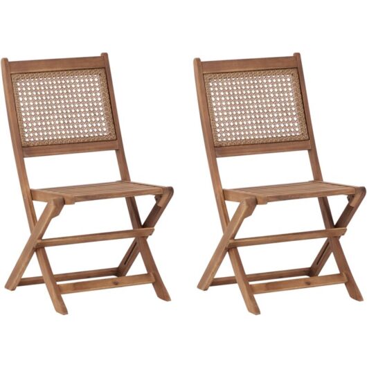 Set of 2 Garden Outdoor Chairs Light Certified Acacia Wood Foldable Paraggi