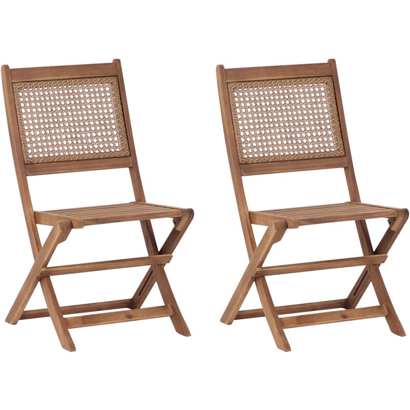 Set of 2 Garden Outdoor Chairs Light Certified Acacia Wood Foldable Paraggi
