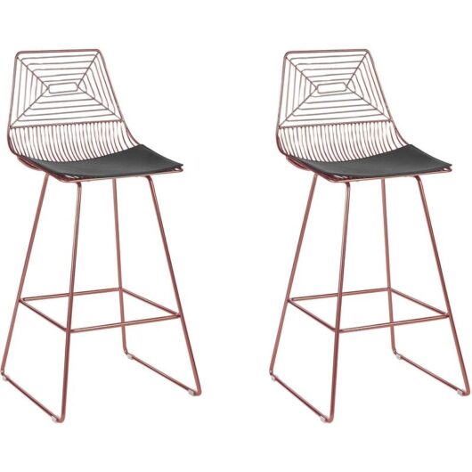 Set of 2 Metal Accent Dining Chairs Stool pu Leather Pad Rose Gold Bisbee