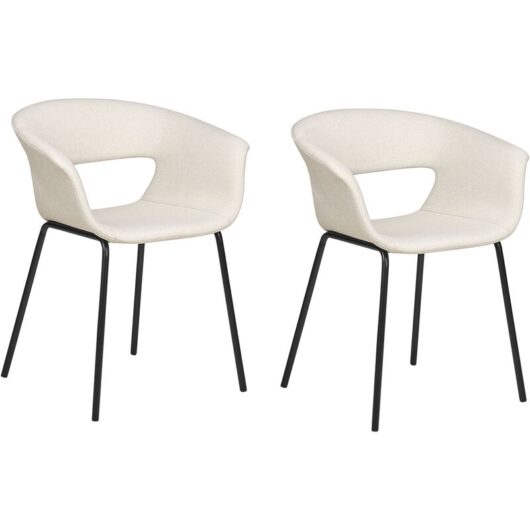Set of 2 Modern Chairs Upholstered Seats Metal Legs for Dining Room Kitchen Beige Abilene