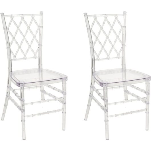 Set of 2 Modern Plastic Dining Chairs Living Room Accent Seat Clear Clarion