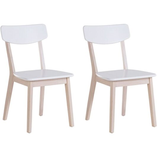 Set of 2 Modern Rectangular Dining Chairs White Recycled Wood Santos