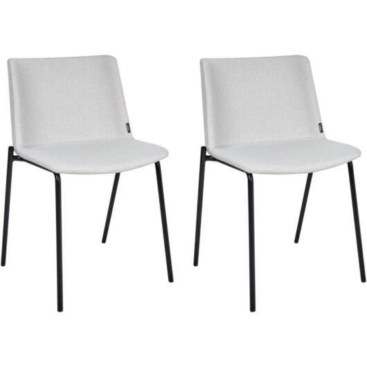 Set of 2 Stylish Dining Chairs Upholstered Polyester Fabric Metal Legs Dining Room Light Grey Esbon