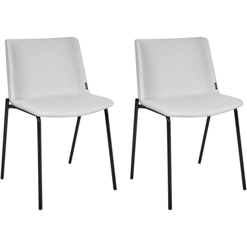 Set of 2 Stylish Dining Chairs Upholstered Polyester Fabric Metal Legs Dining Room Light Grey Esbon