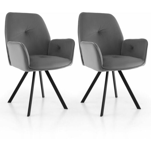 Set of 2 Swivel Accent Chair Ergonomic Leisure Velvet Armchair Padded Desk Chair
