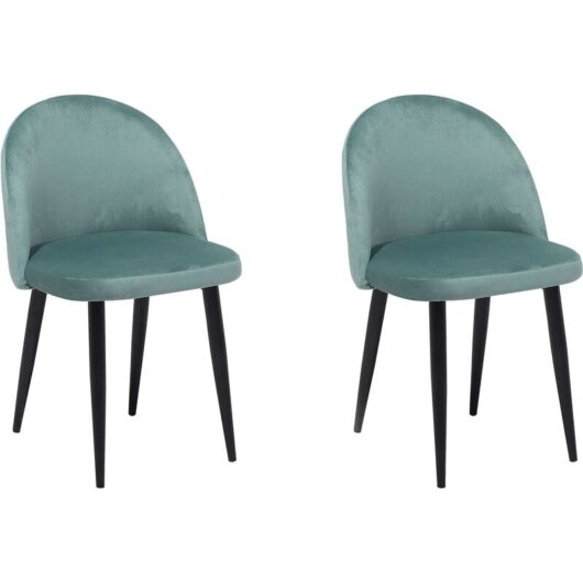 Set of 2 Velvet Dining Chairs Retro Curved Back Living Room Mint Green Visalia